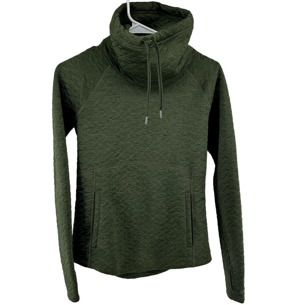 Marmot Annie Sweatshirt Quilted Cowl Neck Pockets Activewear Pullover Green S - Picture 2 of 7